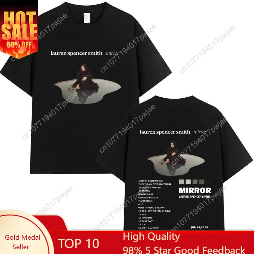 

Fans Gift Mirror Singer LAUREN SPENCER SMITH Tour Gothic T-shirts Cotton Loose Unisex Streetwear T Shirt Casual Graphics Tshirts