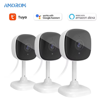 Amorom Indoor Wifi Ip Camera 1080P Pet Baby Monitor Night Vision Ai Detect Surveillance Mini Cameras with Alexa & Google Home