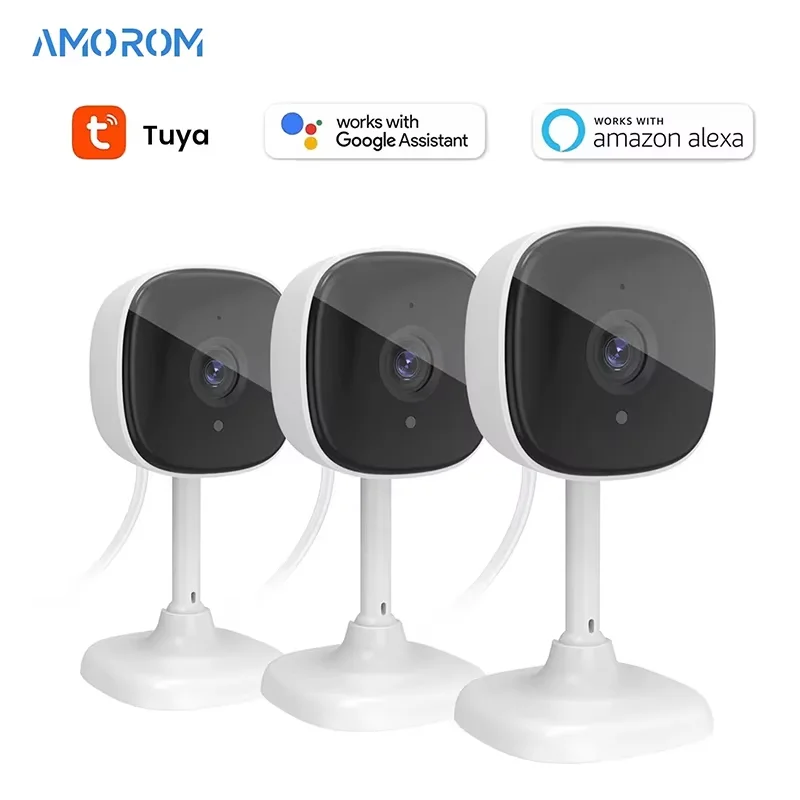 Amorom Indoor Wifi Ip Camera 1080P Pet Baby Monitor Night Vision Ai Detect Surveillance Mini Cameras with Alexa & Google Home