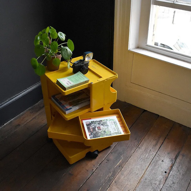 Three Storey Bedside Table Nordic Creative Furniture Net Red Ins Movable Lockers Rotating Storage Cabinets