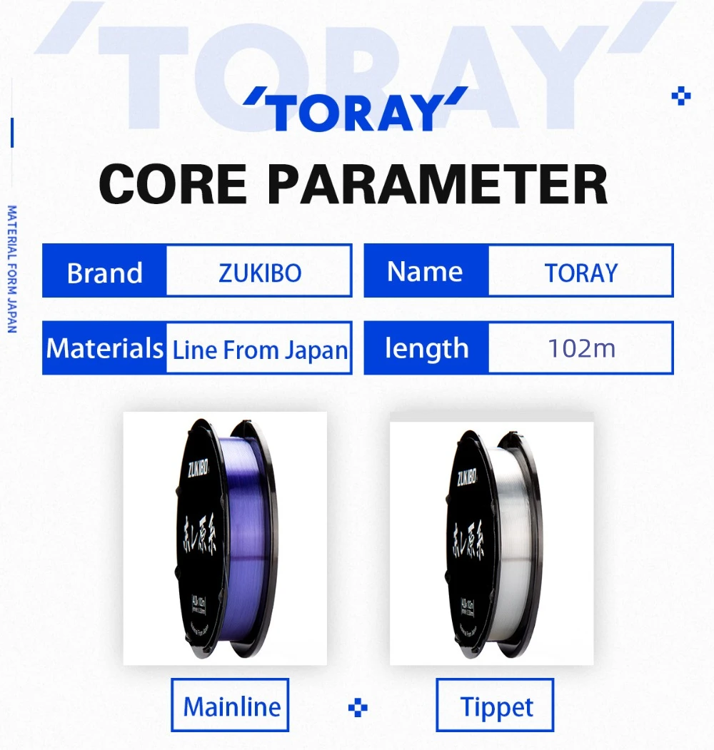 ZUKIBO Toray 102M Nylon Fishing Line Fluorocarbon Coated 1-16KG 0.11-0.45mm Japanese Monofilament Fishing Line  linea de pesca