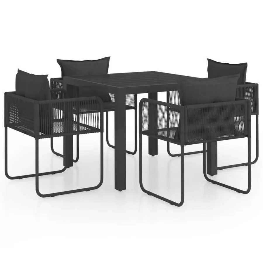 

5 Piece Patio Dining Set PVC Rattan Black