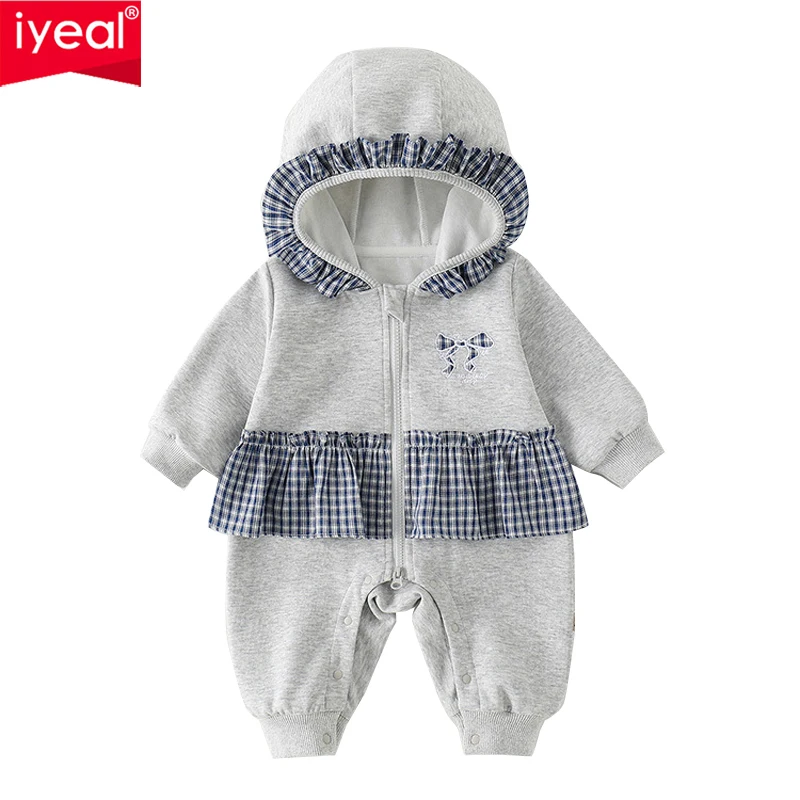 

IYEAL Autumn Baby Girl Long Sleeved Jumpsuit Cute Western Style Jumpsuit For Going Out Baby Girls Hooded Jumpsuit Clothes