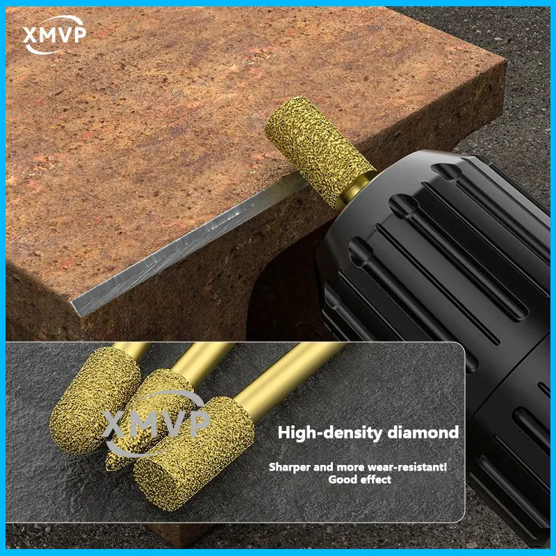 Testa di molatura diamantata, lima rotante in lega, testa di molatura interna, trapano a mano, trapano per lucidatura e molatura con sabbia diamantata, mola brasata