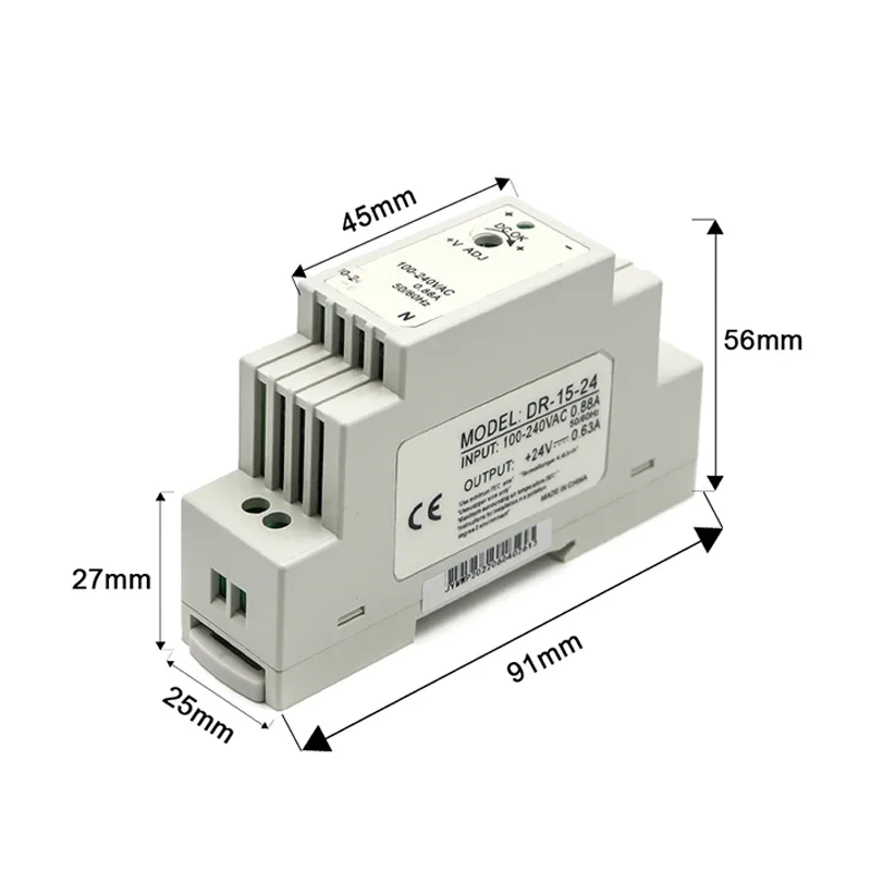 15W 30W 45W 60W Single Output 5V 12V 15V 24V Industrial Din Rail Power Supply Switch DR-15 DR-30 DR-45 DR-60