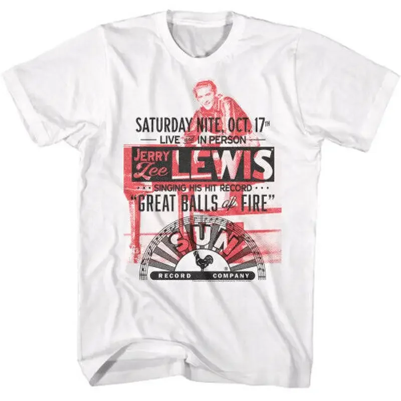 Sun Records Jll Great Ball Of Fire T Shirt White