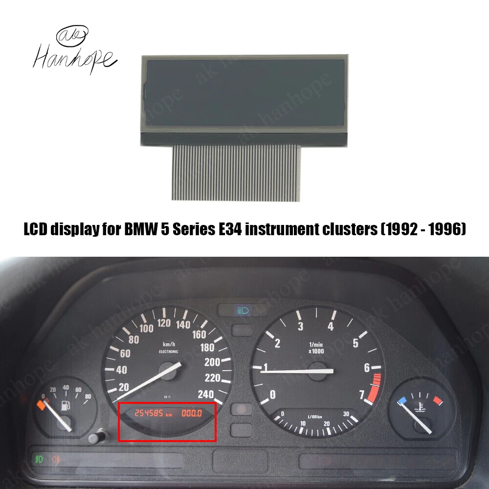 LCD display for BMW 5 Series E34 instrument clusters dashboard pixel repair (1992 - 1996)