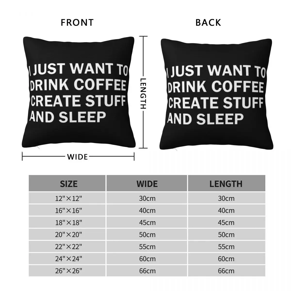 I Just Want To Drink Coffee Create Stuff And Sleep Square Pillowcase Pillow Cover Cushion Comfort Throw Pillow for Home Car