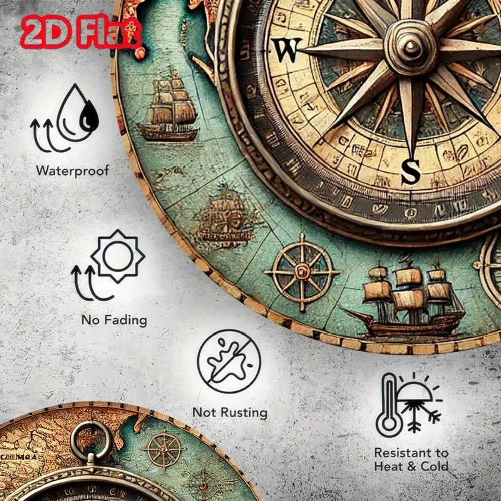 علامة معدنية كلاسيكية كلاسيكية بوصلة بحرية: ديكور داخلي/خارجي متين، هدية مثالية لمحبي المعيار