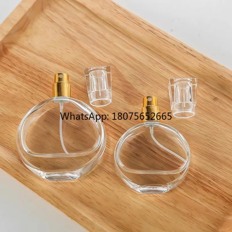 Oblate screw-top perfume bottle spray perfume refill bottle glass fragrance