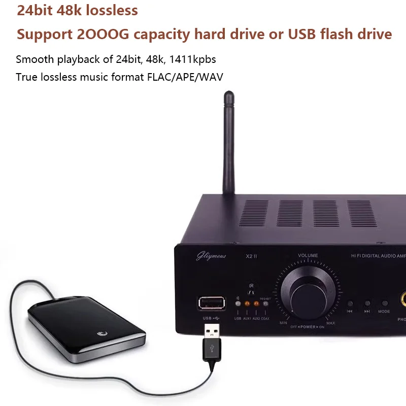 AMPLIFICADOR DE POTENCIA Digital de alta fidelidad, Bluetooth 5,2, 200W, potencia de salida, amplificador HIFI sin pérdidas, Chip amplificador Dual TDA3221