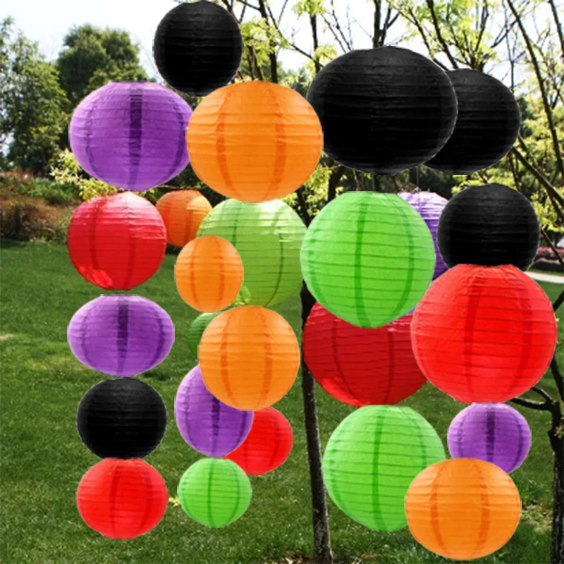 

25pcs Red Purple Orange Black Green Halloween Lantern Party Home Outdoor Decoration Set