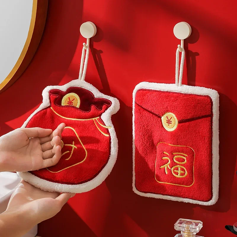 Christmas Hand Towel Cute New Year Towel for Kids Child Bathing Towel 2024 Hanging Towels Elk Kitchen Cleaning Cloths