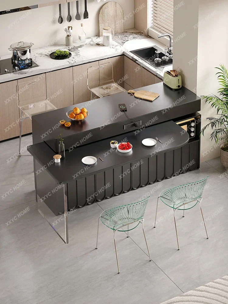 Suspension Kitchen Island Dining Table Integrated High-End Household Small Apartment French Kitchen Stone Plate Medium Kitchen