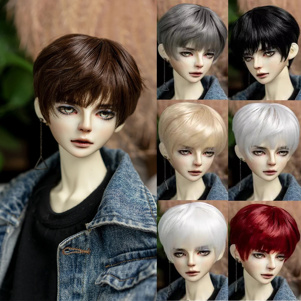 

D03-P323 children handmade toy 1/3 1/4 1/6 doll BJD/SD doll's wig color black white short wavy wig 1pcs