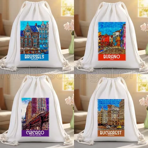 

Брюссель Бухарест Берно Чикаго Дубай Дублин Холщовые сумки на шнурке Футбольный рюкзак Спортивный рюкзак для спортзала Симпатичные подарки Сумка на шнурке