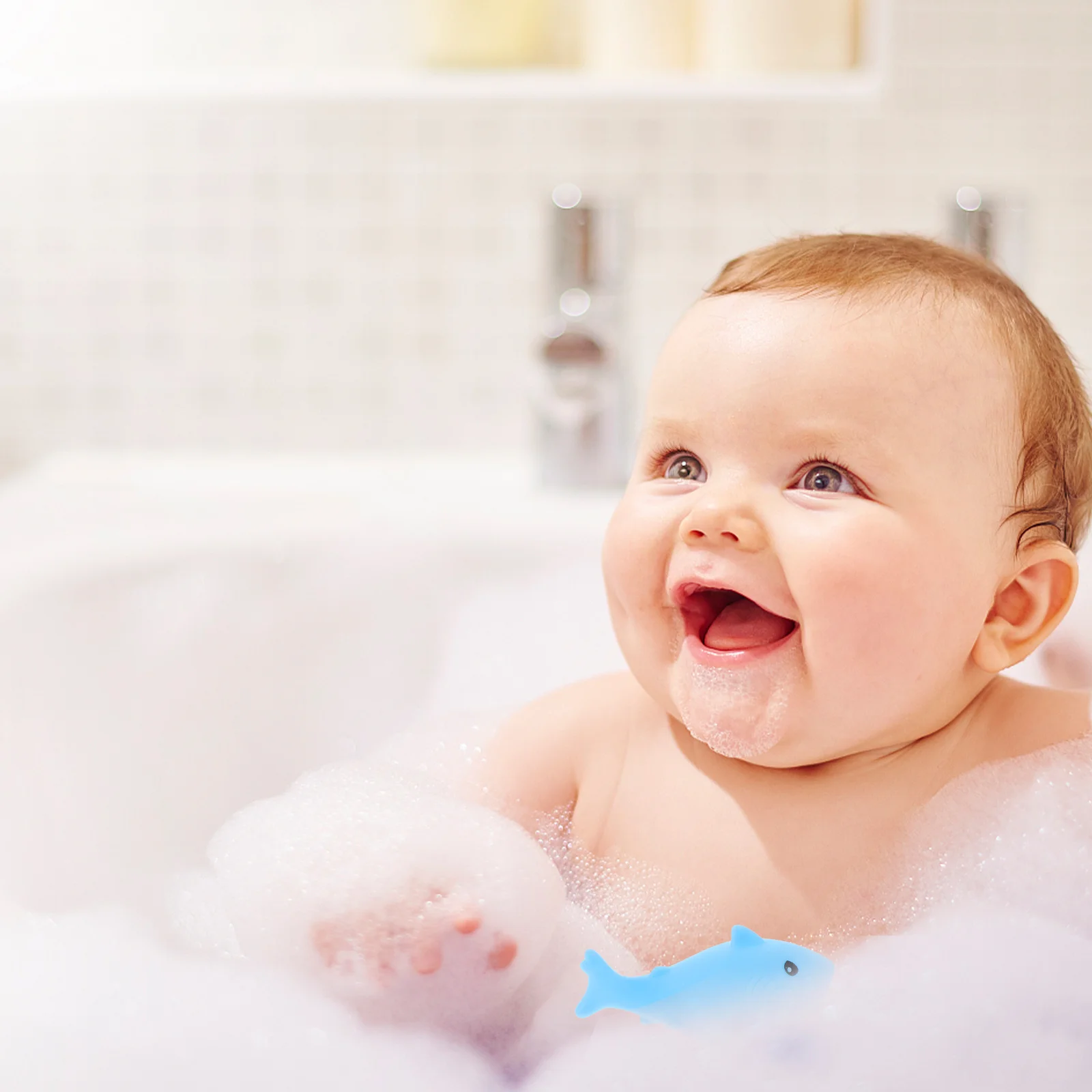 24 Uds. Baño de bebé de vinilo chirriante duradero colorido dibujos animados piscina bañera regalo divertido para recién nacidos juguetes de baño para bebé