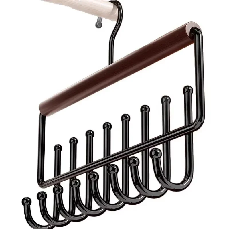 1pc Versatile Wooden Hat Organizer Rack with Hooks Caps Belts Ties Storage Space-Saving Home Retail Display Clothes Storage image 2