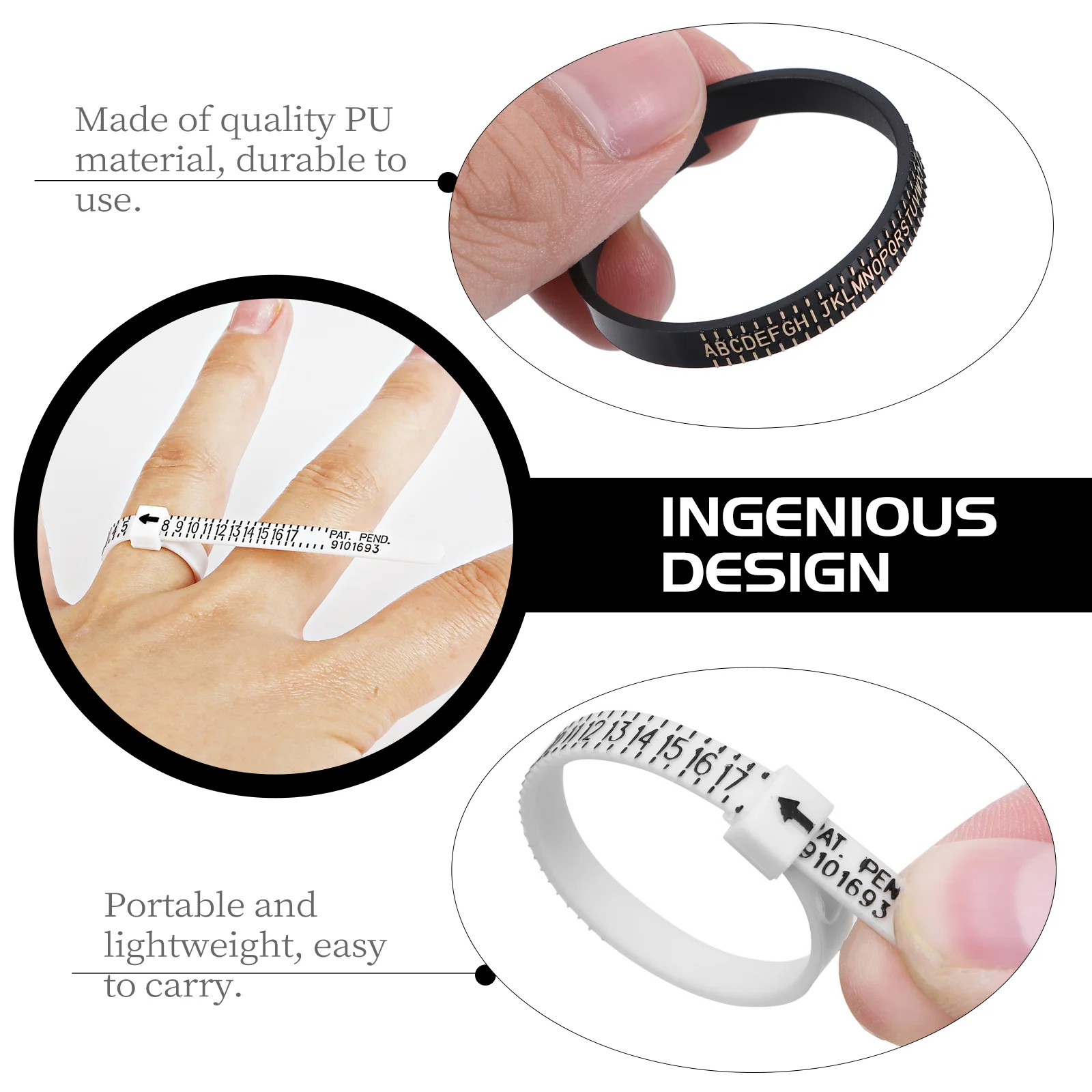 3 Pcs Ring Ruler Finger Gauge Plastic Measuring Tool Weeding Bracelet Measurer Mearing Pu Soft Tape