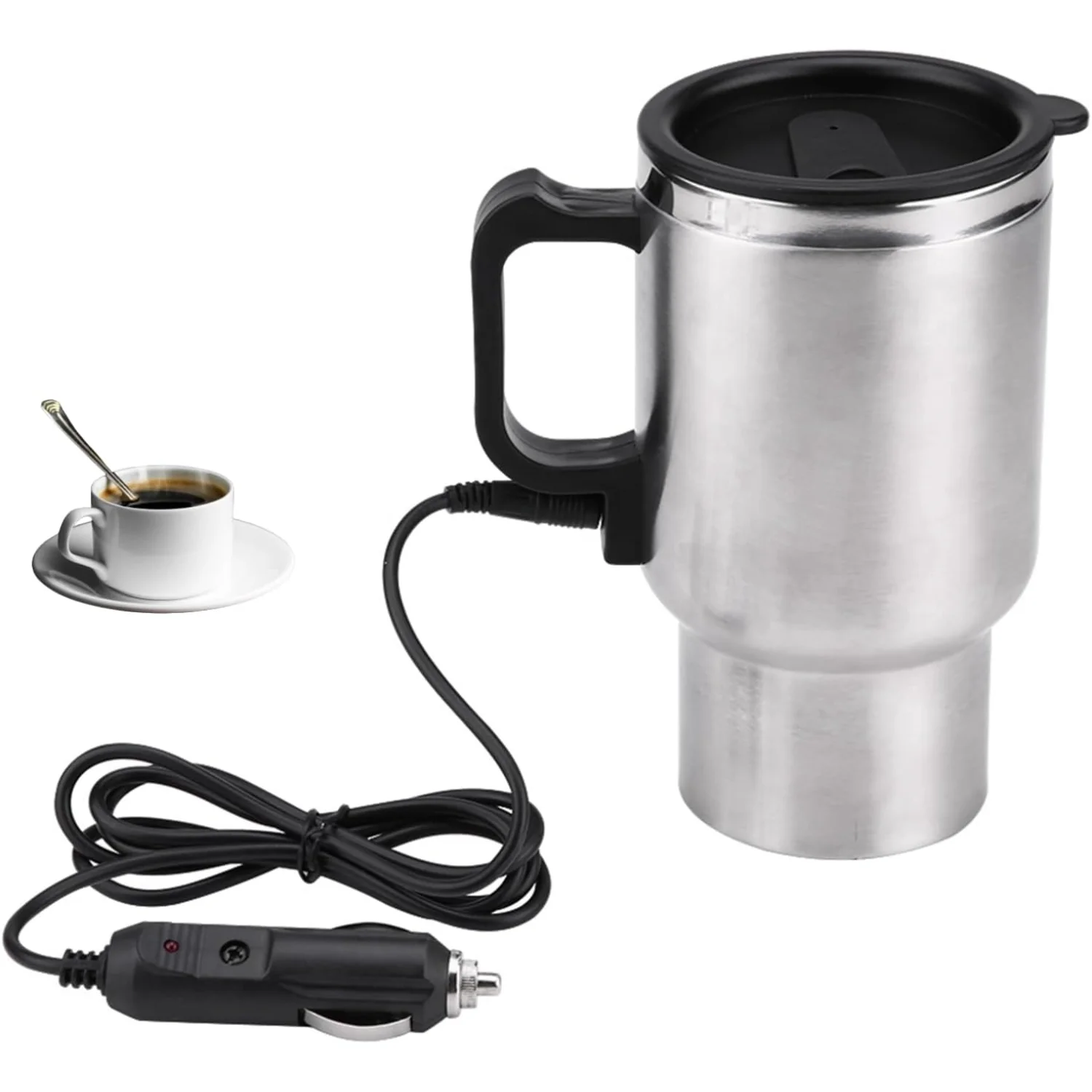 

Car Cup, 12V 450ml , Stainless Steel Travel Heating Cup, Vacuum Insulated Heated Travel Mug to Heat Milk, Coffee, Water, Heate