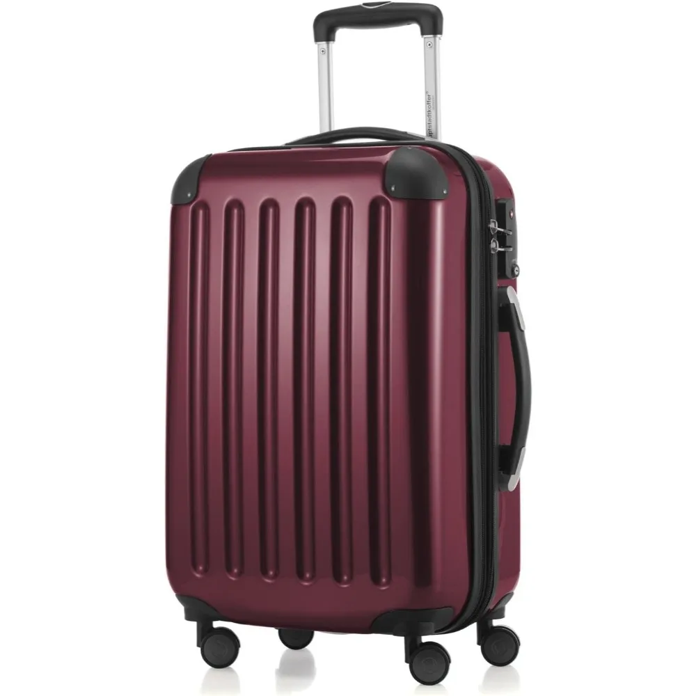 HAUPTSTADTKOFFER - Alex - Equipaje de mano Maleta de tablero Bolsa Hardside Spinner Trolley 4 ruedas expandible, 55 cm, TSA, burdeos