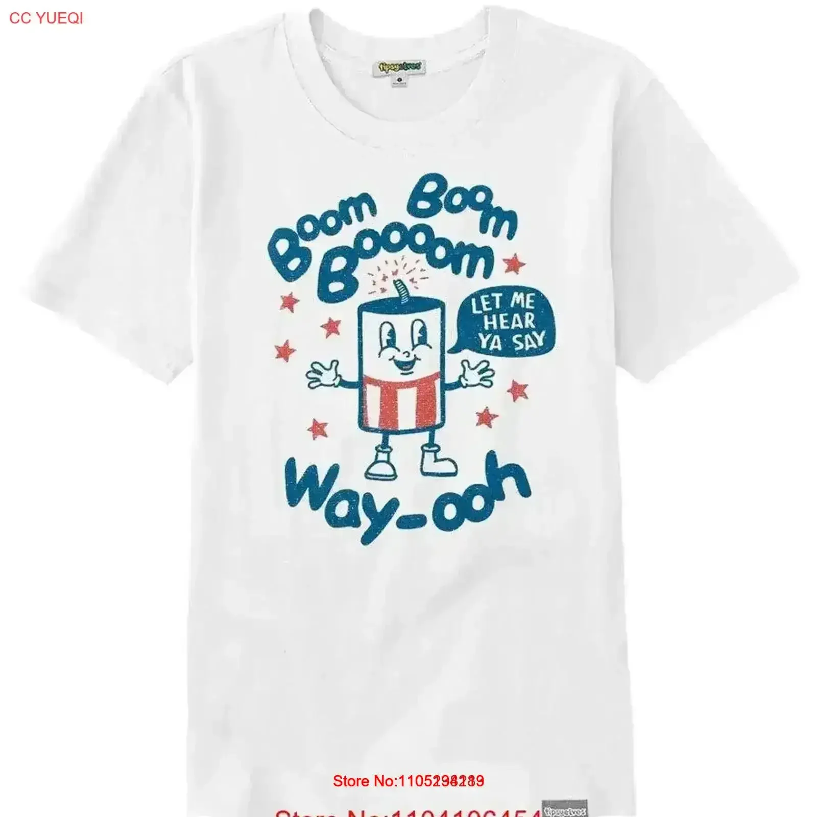 TIPSY ELVES BOOM TEE Women's Size Medium WHITE 4TH OF JULY NEW vintage Washed Soft graphic designer clothes Versatile Slightly