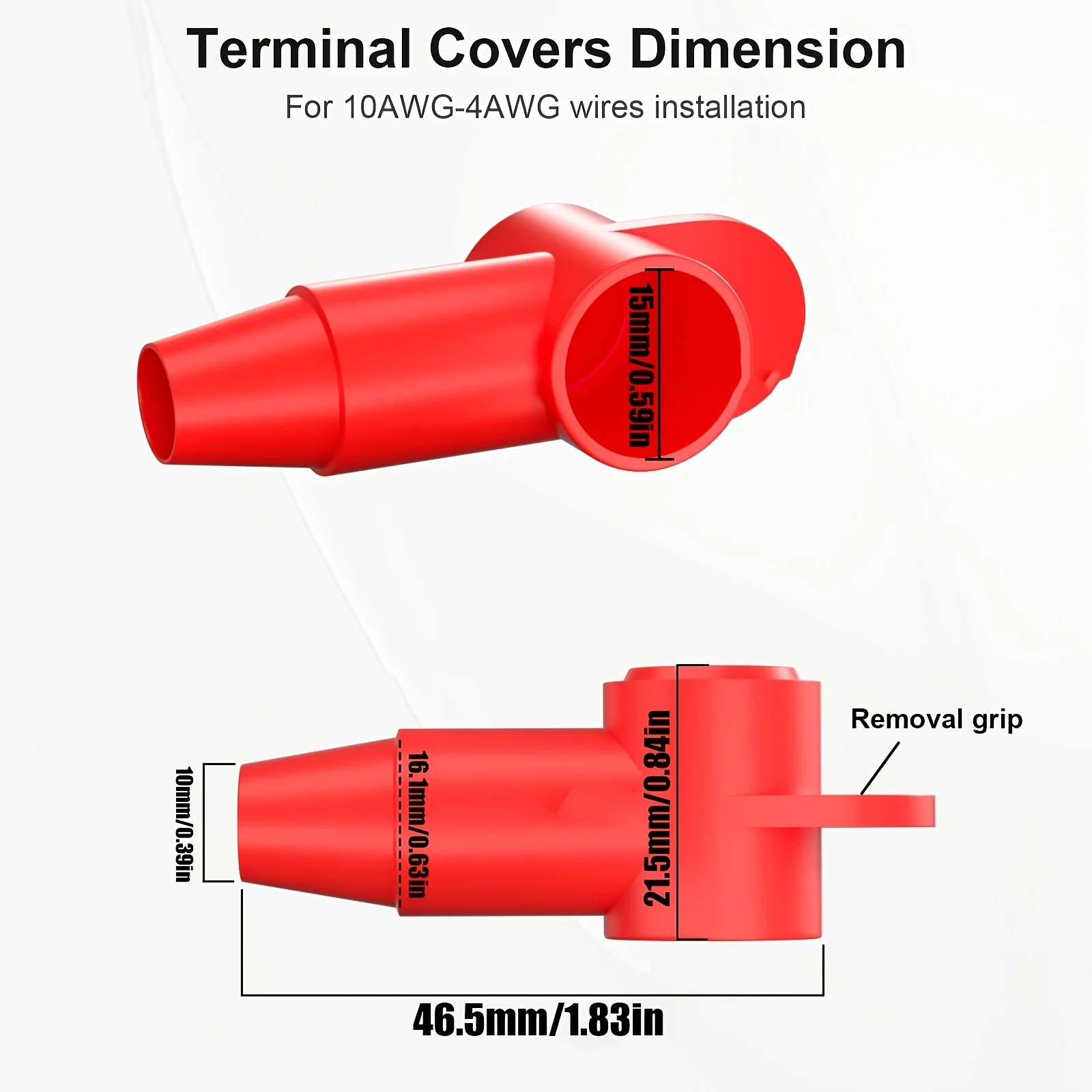 10AWG Car Battery Terminal Connectors Kit Silicone Insulating Caps Positive Negative Anti-Short Circuit for RV Boat Truck