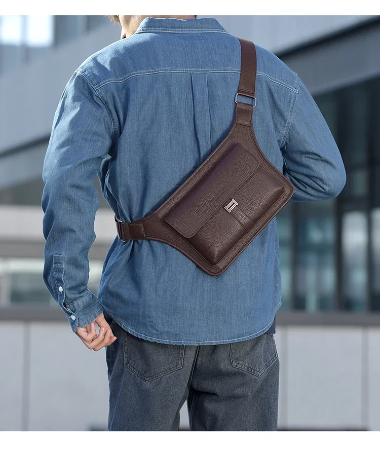 New PU Leather Sling Bag for Men Stylish  Shoulder Bags Fits 8 Inch Laptop Durable Trendy Crossbody Design Perfect for Daily Use