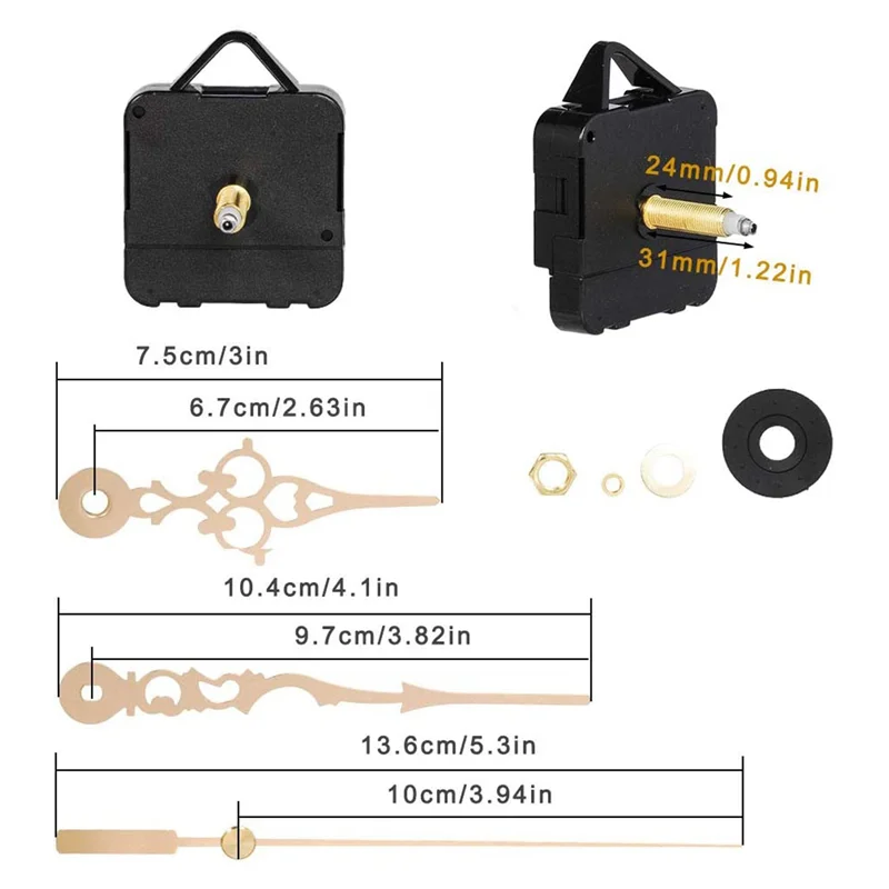 

AB46-40Pcs 31MM Long Shaft DIY Quartz Clock Movement Mechanism Motor Kit For Clock Repair Tool Parts DIY Replacement A