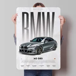 BMW M3 G80 targa in banda stagnata auto Poster decorazioni per la casa cartello in metallo per Garage decorazione di arte della parete piastra metallica Vintage Retro Man Cave