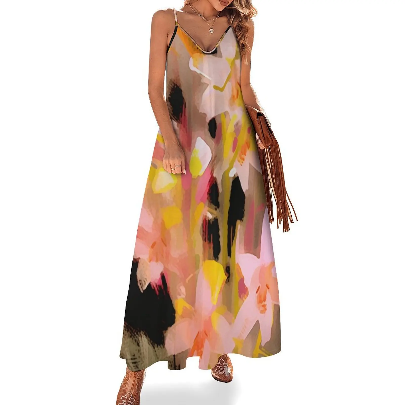 

Colorful abstract background pettern Color decorative element Geometric pop art Sleeveless Dress women's elegant loose dresses