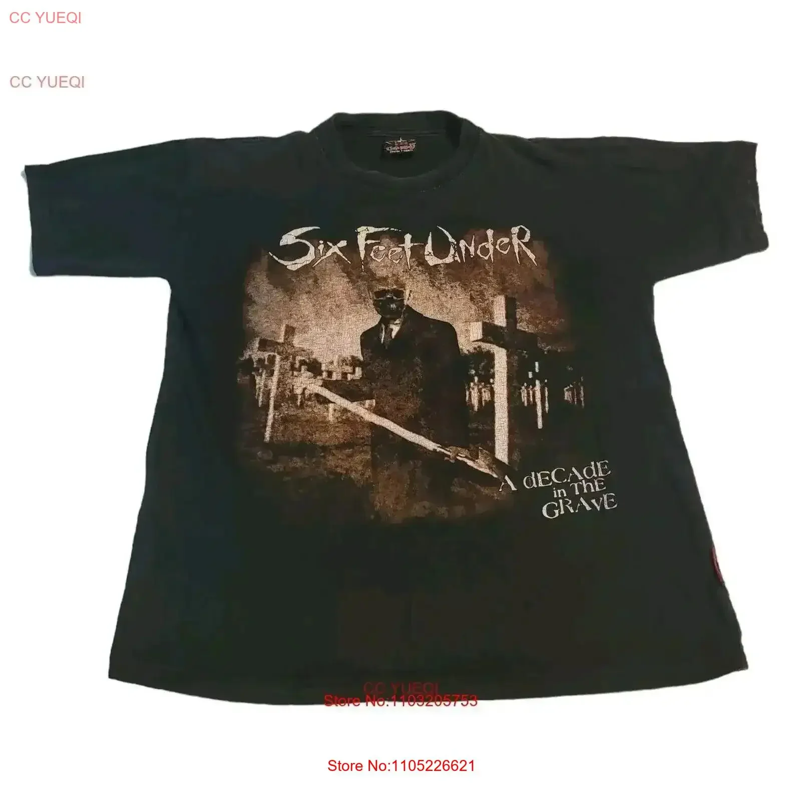 Six Feet Under Decade in Grave T Shirt Medium Black Cold Blood Exclusive W Flaw vintage Washed streetwear fashion Breathable