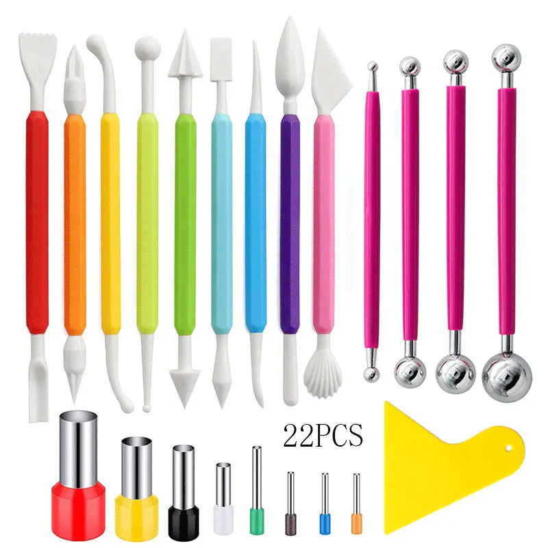 22-piece Set Pottery Tool Clay Stone Plastic Carving Knife To Take Mud Scraper Pill Stick Round Hole Puncher Handmade Supplies