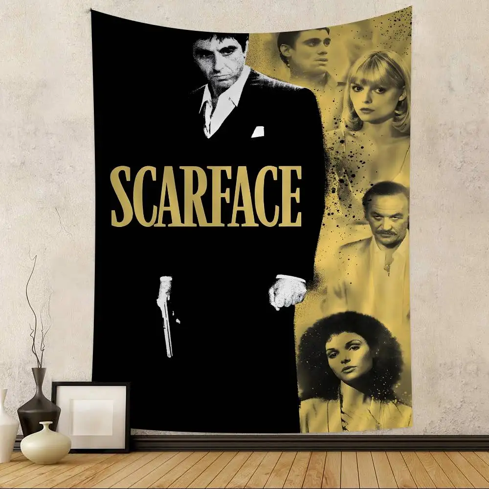 Movie S-ScarfaceS Cartoon Tapestry Art Science Fiction Room Home Decor Wall Hanging Sheets