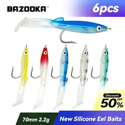 Bazooka 6pcs Fishing Lure Small Silicone Eel With Hook Jigging Soft JIG Wobblers Worm Pesca Isca Carp Bass Pike Ice Winter Bait