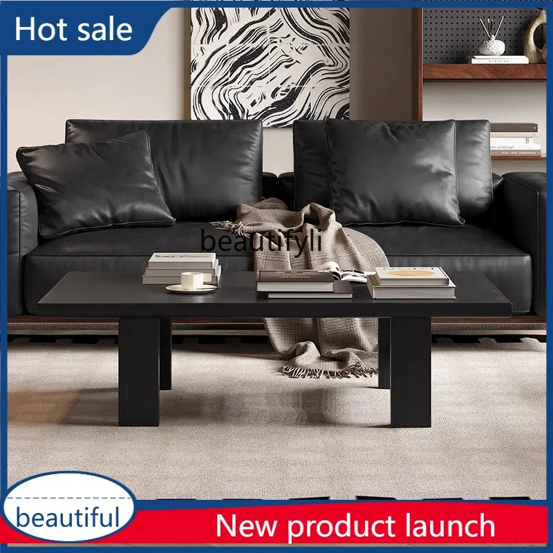 cqy Vintage Style Furniture Solid Wood Rectangular Black Coffee Table Living Room Homestay Retro Small Apartment Coffee Table
