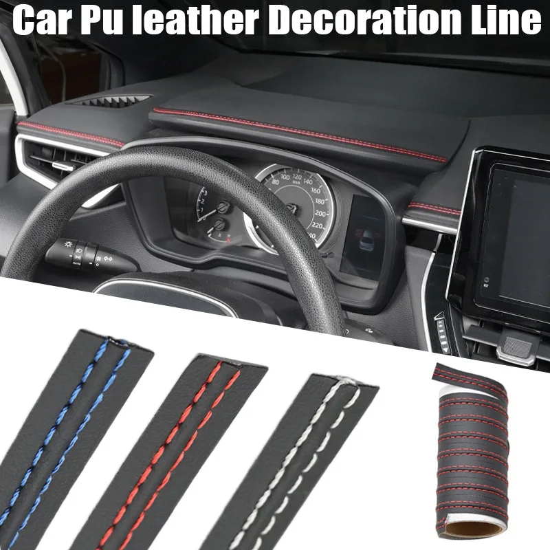 Car Interior Trim Strip Universal Leather Gap Filler Dashboard Door Panel Decorative Line DIY Accessories with Double Stitch