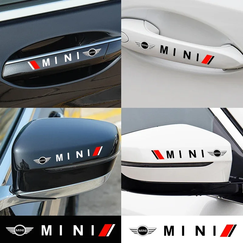 Car Styling Door Handle Reflective Stickers Vinyl Decoration For BMW Mini Cooper R56 R50 R53 F56 R60 2011 2012 2013 2018 2019