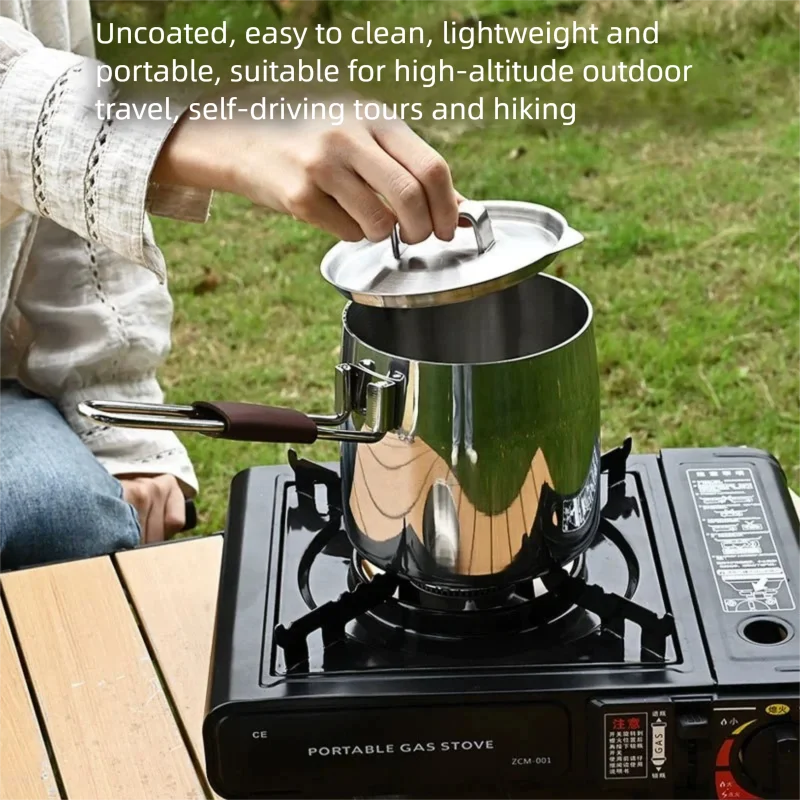 316 Stainless Steel Outdoor Camping Pot Detachable Handle Milk Cooking Pot Induction Gas Oven Eagle Spout 1.5L 2L