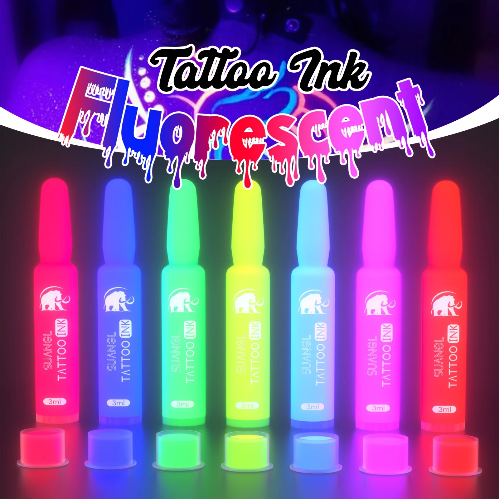 

Набор 7-цветных чернил для татуировок - флуоресцентные чернила для боди-арта, без запаха, стойкие яркие цвета, идеально подходят для татуировок, принадлежности для тату.