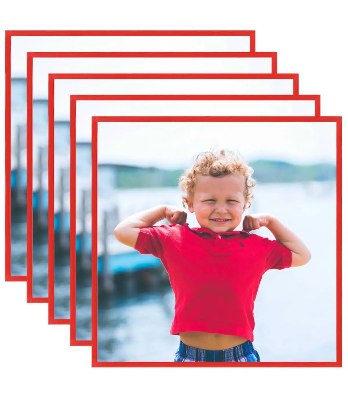 Photo Frames collage Wall/Table 5 Pins Red MDF 50x50 cm Photo Frames