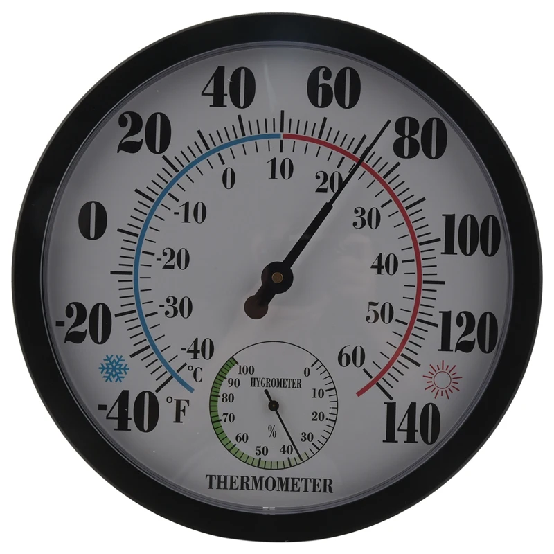 10 Inch Indoor Outdoor Weather Thermometer/Hygrometer For Patio, Wall Decorative, No Battery Needed