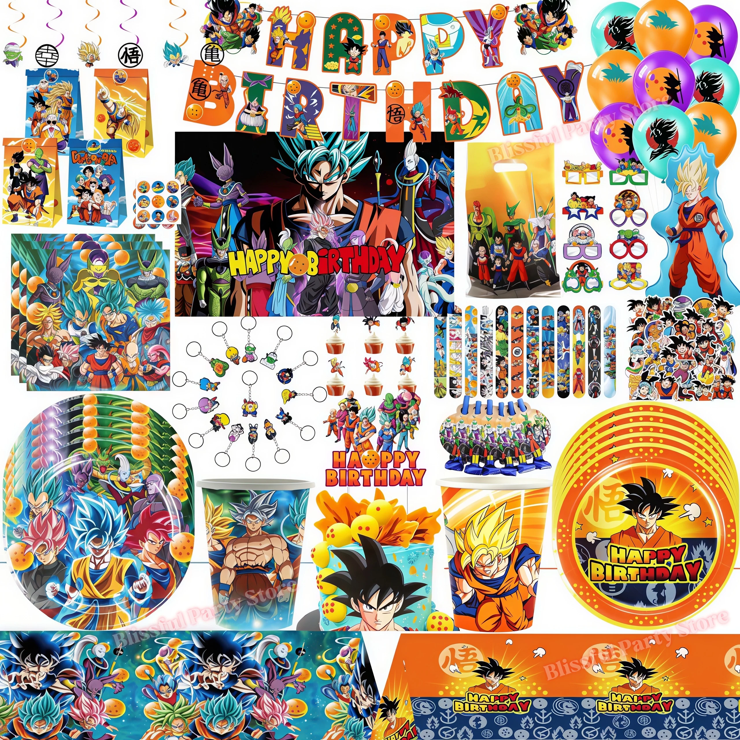 Decoração de Aniversário com Tema Dragon Ball, Suprimentos para Festa, Copos e Pratos do Goku, Balões para Acessórios de Festa Infantil, Lembrancinhas para Chá de Bebê