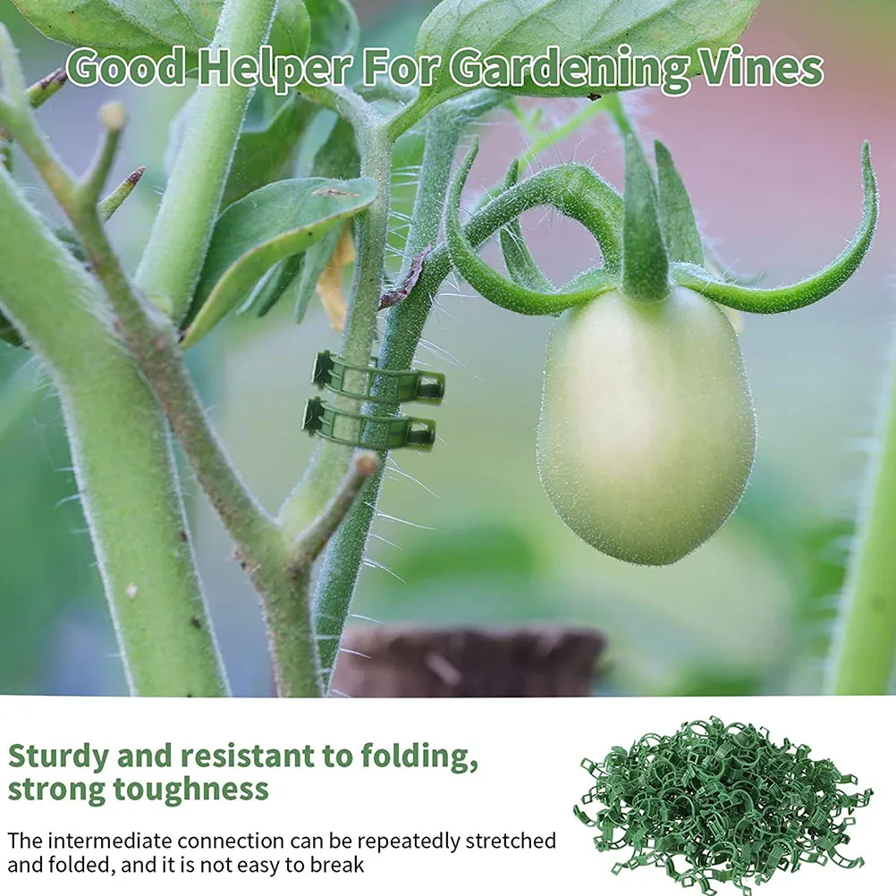 

200 Pcs Green Plant Clips for Tomato Cucumber Vine Garden Vegetables Weatherproof Plastic Plant Support Clamps Gardening