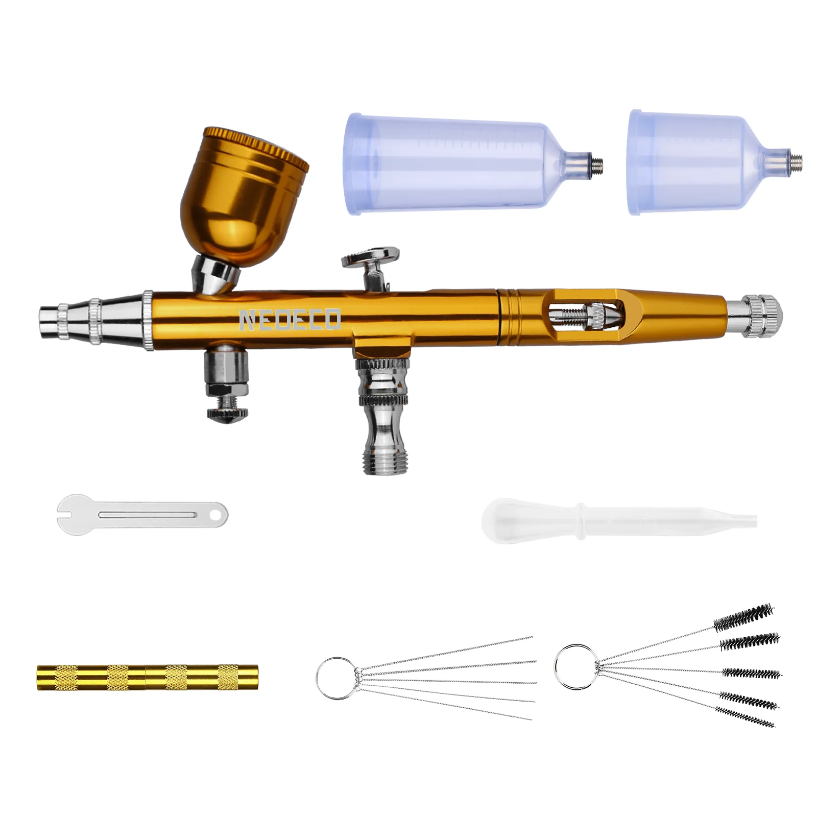 Airbrush Dual Action Schwerkraft Feed 0,3mm Düse Einstellbare Rot/Gold Kuchen Dekorieren Pinsel Für Nagel Maniküre Mit Schlüssel stroh – Detail 6