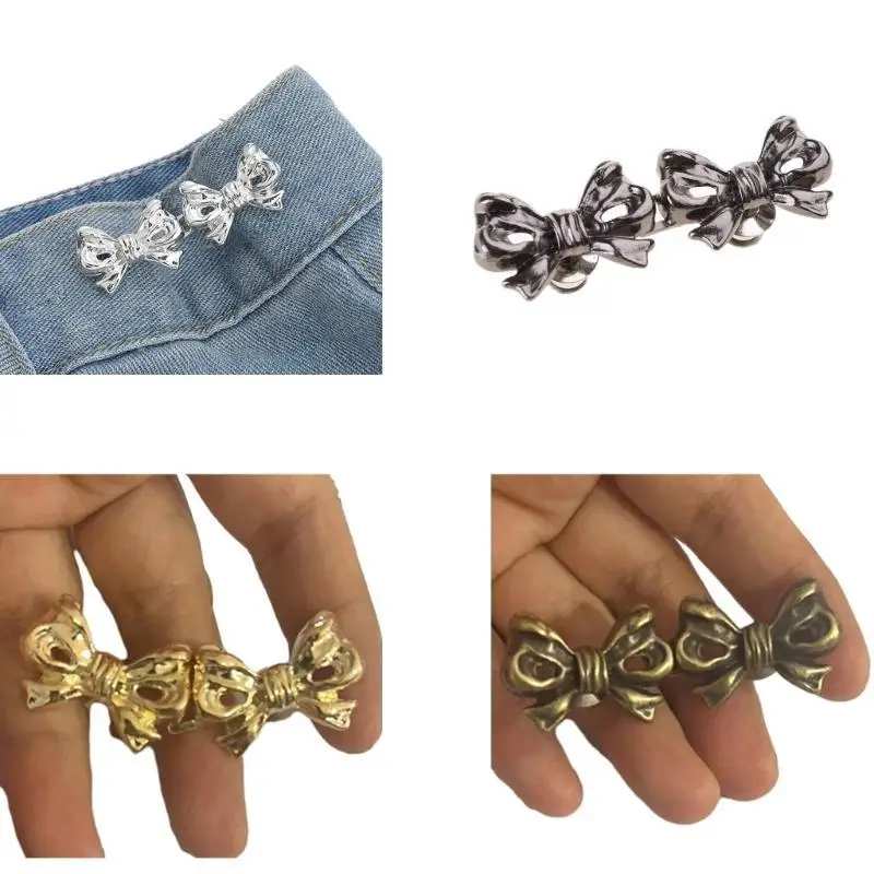 652F Button Jean Button Bows Pant Pin Jean Button Pins Adjustable Waist Buckle Tighten Waist Button Pin No Sew