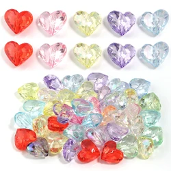 20pcs Transparent Heart Acrylic Loose Spacer Beads for DIY Bracelet Necklace Jewelry Making Accessories Supplies Wholesale