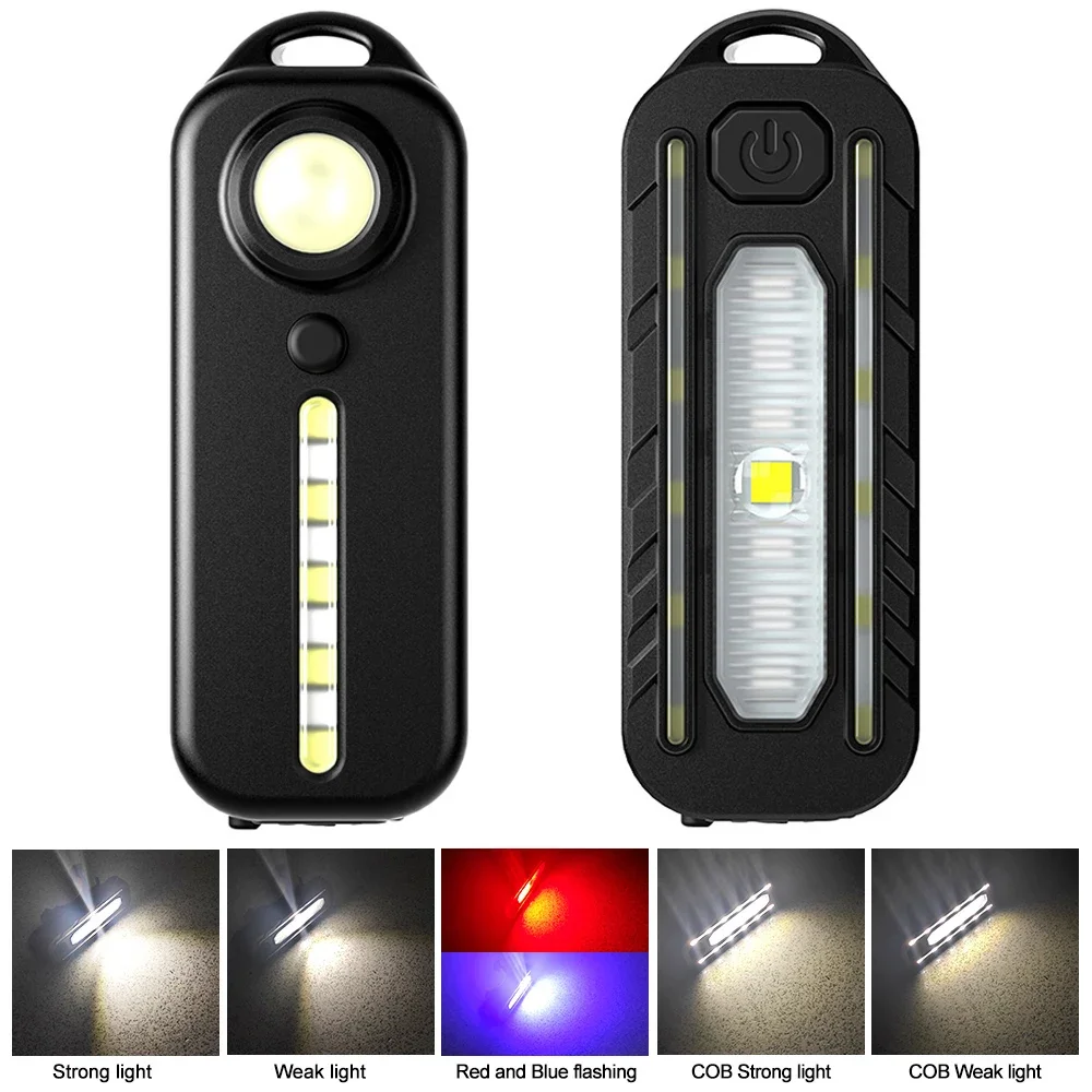 LED Red Blue Caution Emergency Police Light with Clip USB Rechargeable Shoulder Flashing Warning Safety Torch Bike Tail Lamp