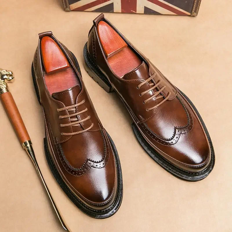 Handmade Men's Formal Wear Shoes Classic Style Lace-up Derby Men's Formal Wear Shoes Luxury Italian Men's Shoes