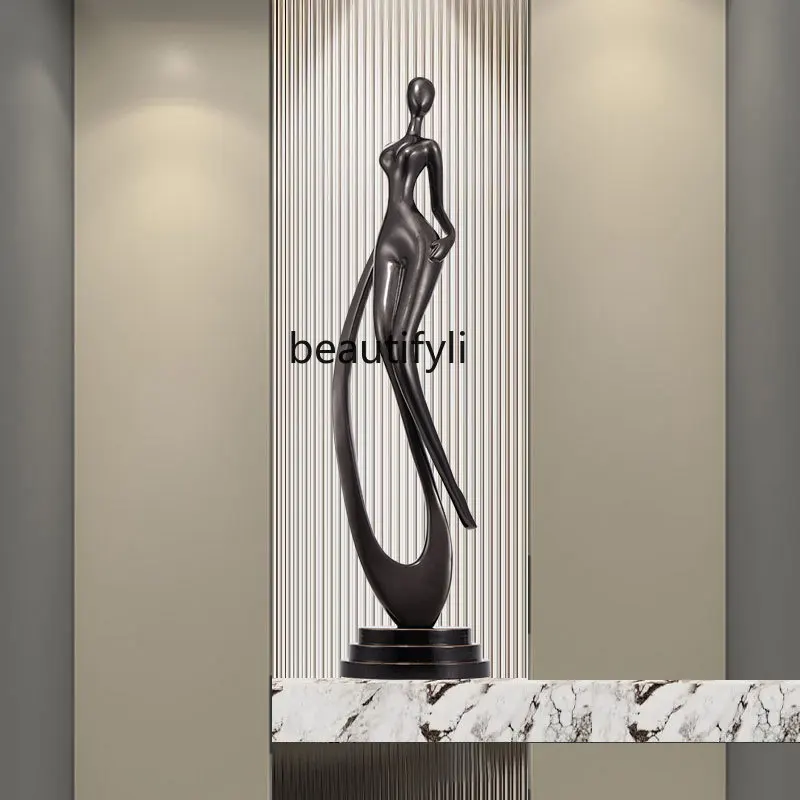 

Abstract humanoid art sculpture ornament Entry entrance niche vertical height living room light luxury Italian decoration